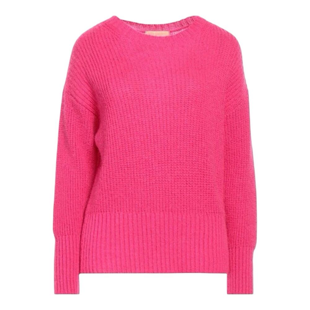120% Lino Cashmere Mohair Chunky Hot Fuchsia Pink Sweater S